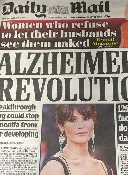 Alzheimer's news headline